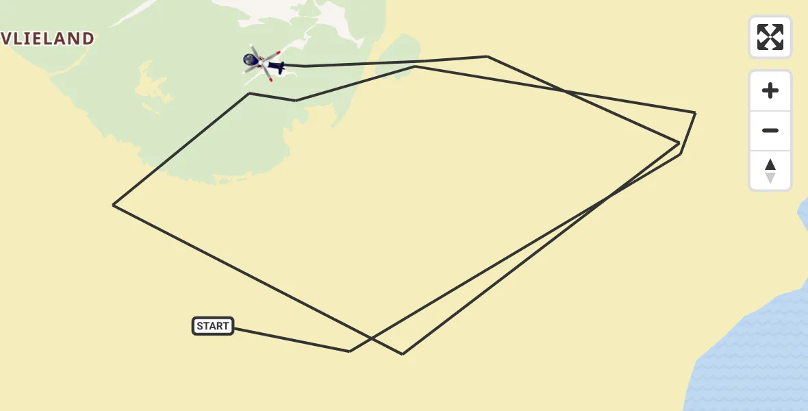 Routekaart van de vlucht: Politiehelikopter naar Vlieland, Vlieland