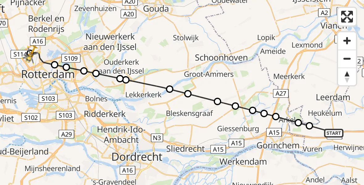 Routekaart van de vlucht: Lifeliner 2 naar Rotterdam The Hague Airport, Rotterdam The Hague Airport