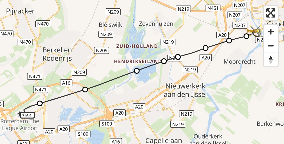 Routekaart van de vlucht: Lifeliner 2 naar Gouda, Tweede Moordrechtse Tiendeweg