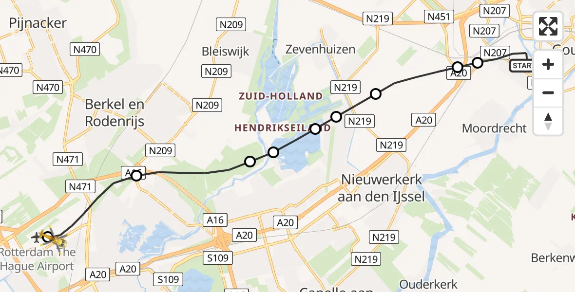 Routekaart van de vlucht: Lifeliner 2 naar Rotterdam The Hague Airport, Rotterdam The Hague Airport