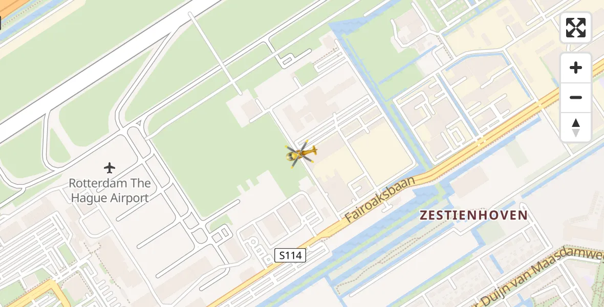 Vluchtroute Traumahelikopter van Rotterdam The Hague Airport naar Rotterdam The Hague Airport
