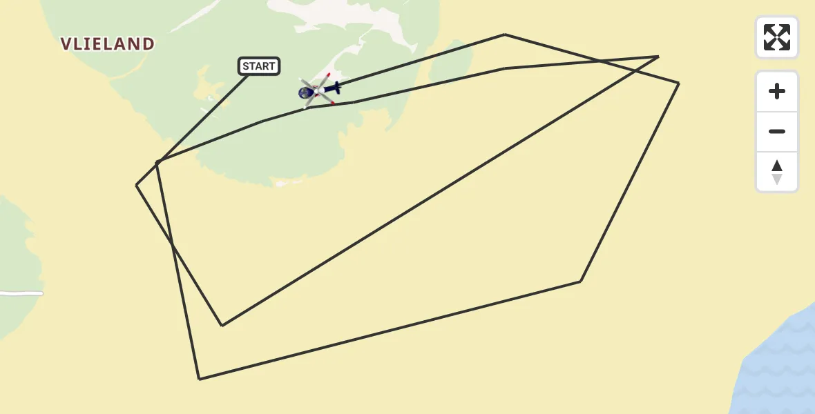 Routekaart van de vlucht: Politiehelikopter naar Vlieland, Vlieland