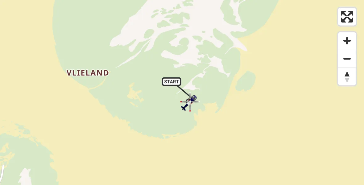 Routekaart van de vlucht: Politiehelikopter naar Vlieland, Vlieland