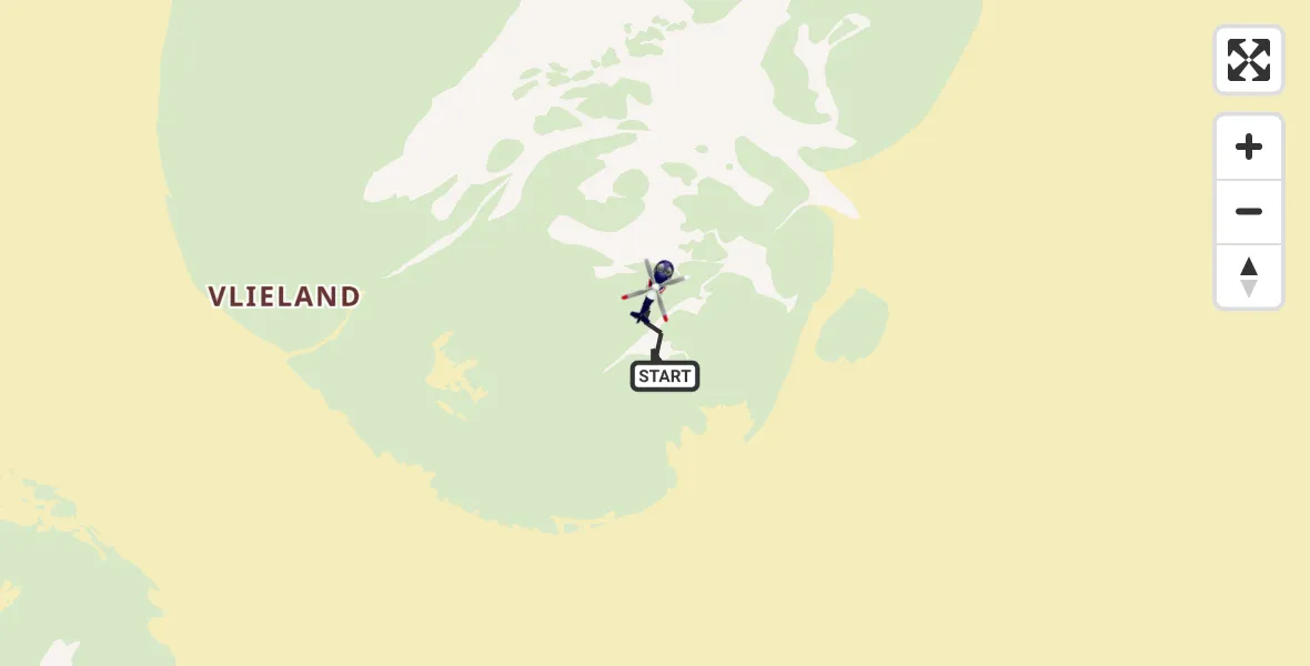 Routekaart van de vlucht: Politiehelikopter naar Vlieland, Vlieland