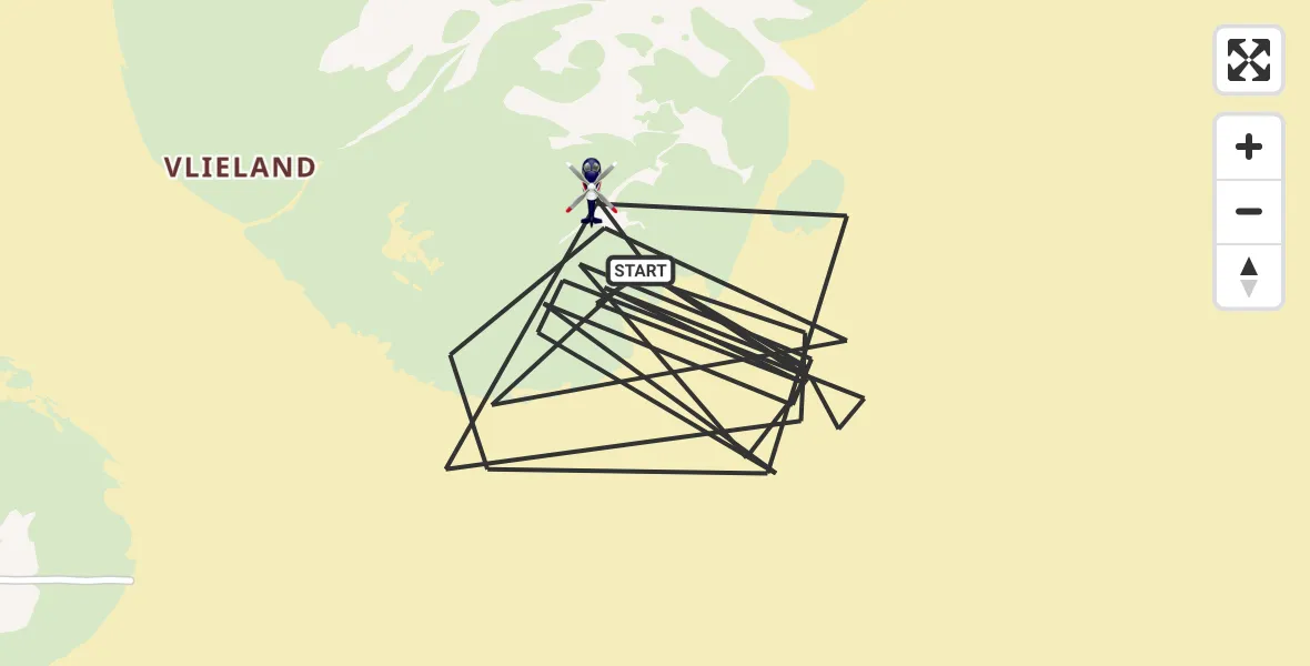 Routekaart van de vlucht: Politiehelikopter naar Vlieland, Vlieland