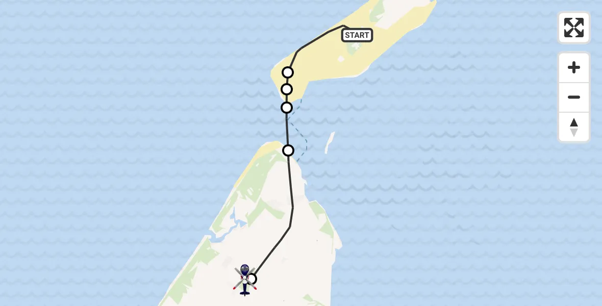 Routekaart van de vlucht: Politiehelikopter naar Texel International Airport, Texel International Airport