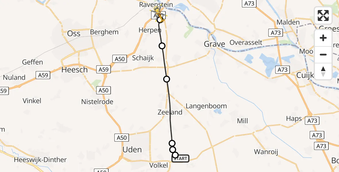 Routekaart van de vlucht: Lifeliner 3 naar Ravenstein, Erfsestraat