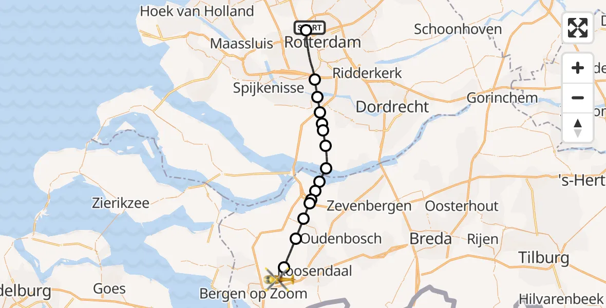 Routekaart van de vlucht: Lifeliner 2 naar Heerle, Ekelstraat