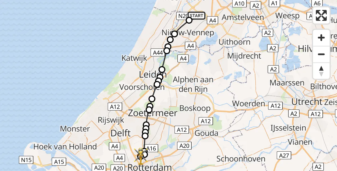 Routekaart van de vlucht: Lifeliner 2 naar Rotterdam The Hague Airport, Rotterdam The Hague Airport
