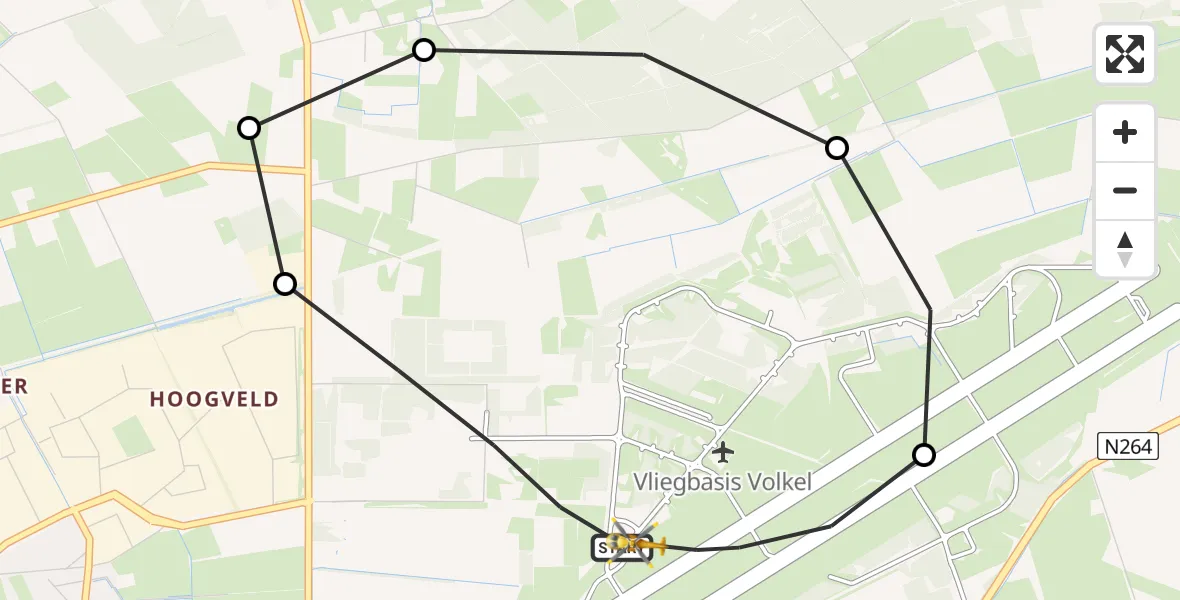 Routekaart van de vlucht: Lifeliner 3 naar Vliegbasis Volkel, Vliegbasis Volkel