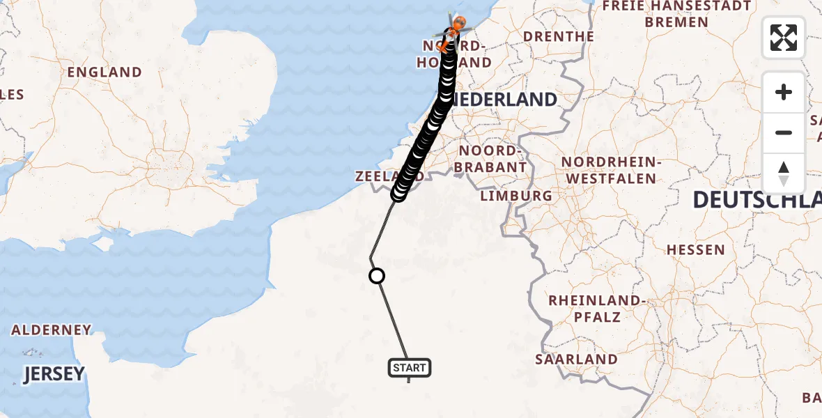 Routekaart van de vlucht: Kustwachthelikopter naar Militair vliegveld De Kooy / Den Helder Airport, Militair vliegveld De Kooy / Den Helder Airport