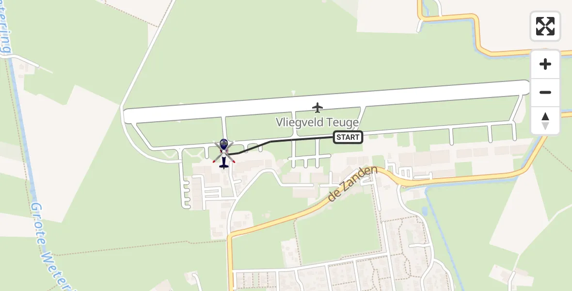 Routekaart van de vlucht: Politiehelikopter naar Vliegveld Teuge, Vliegveld Teuge