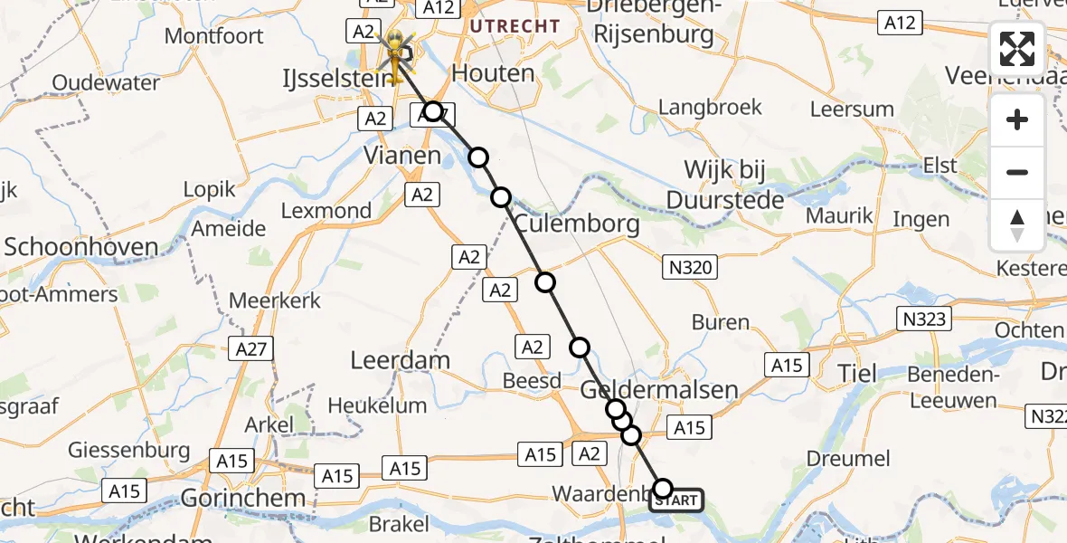 Routekaart van de vlucht: Lifeliner 3 naar Nieuwegein, Professor Doctor Hesselaan