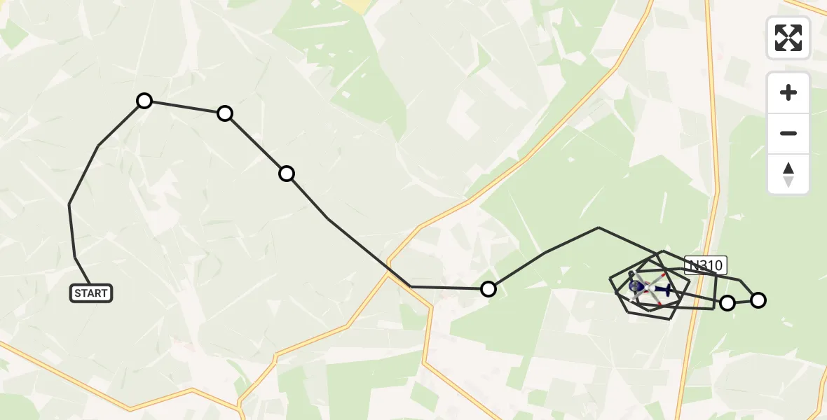 Routekaart van de vlucht: Politiehelikopter naar Elspeet, Elspeet