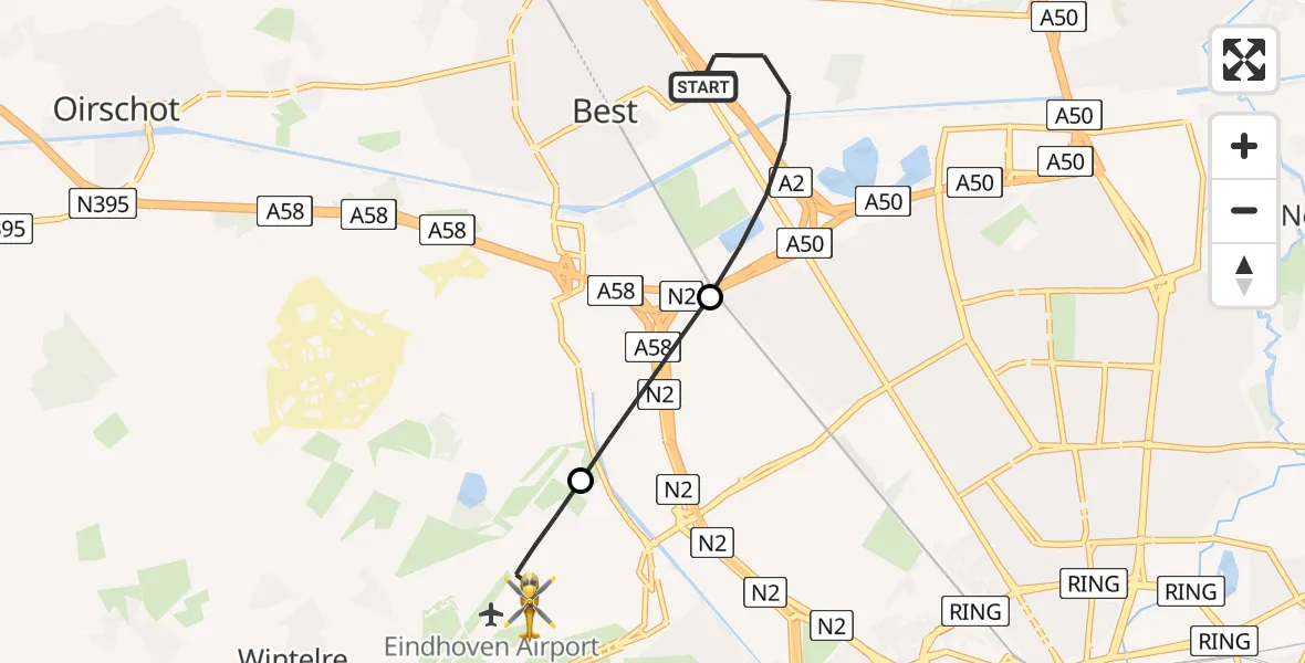 Routekaart van de vlucht: Lifeliner 2 naar Eindhoven Airport, Eindhoven Airport