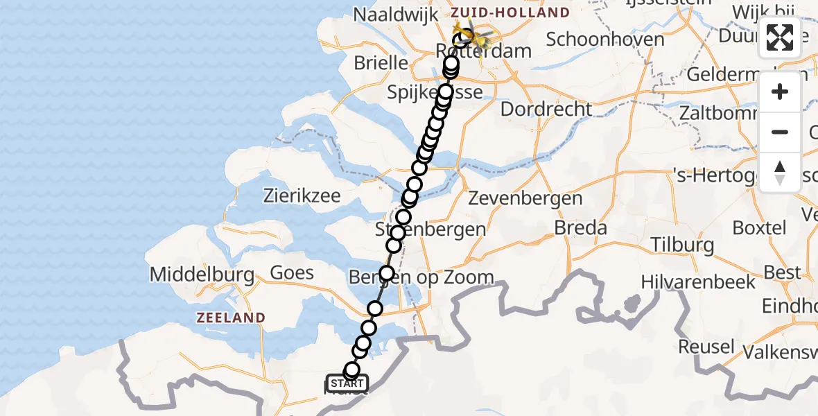 Routekaart van de vlucht: Lifeliner 1 naar Rotterdam The Hague Airport, Rotterdam The Hague Airport