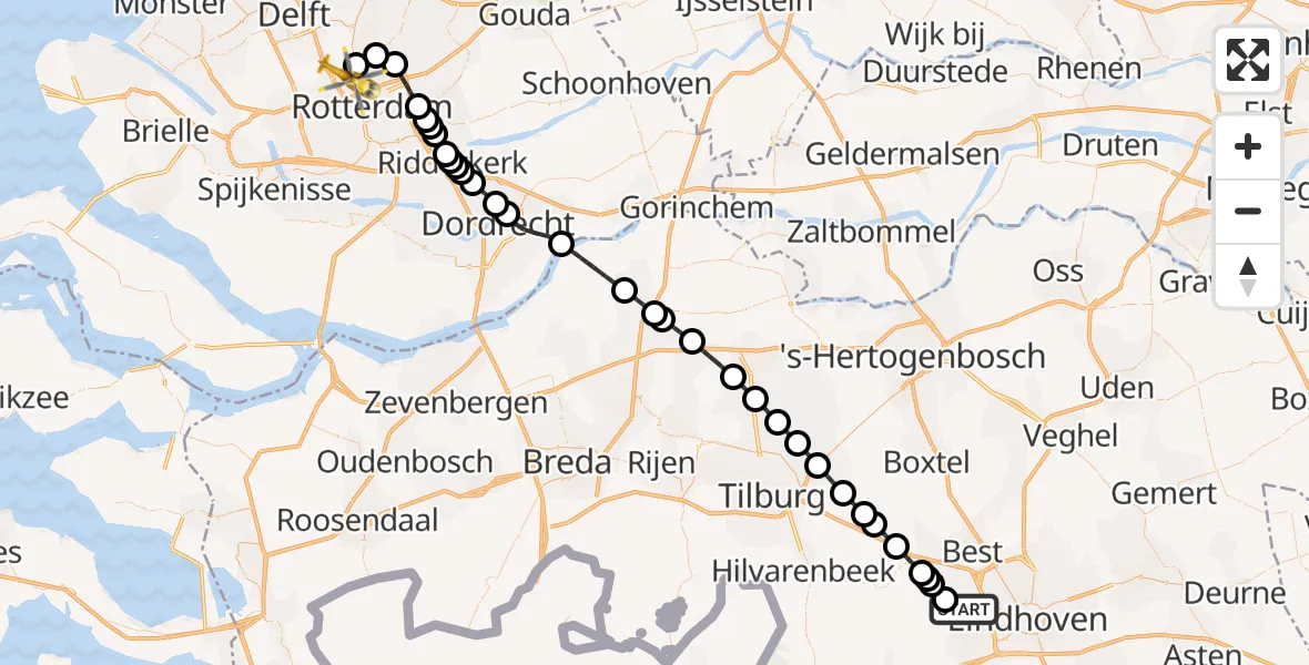 Routekaart van de vlucht: Lifeliner 2 naar Rotterdam The Hague Airport, Rotterdam The Hague Airport