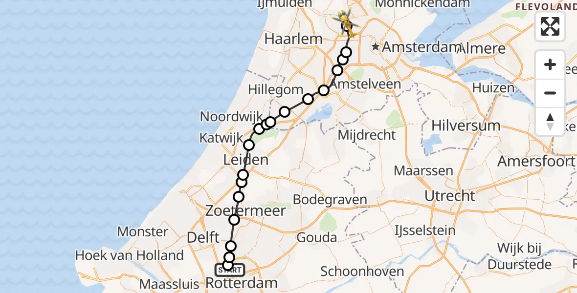 Routekaart van de vlucht: Lifeliner 1 naar Amsterdam Heliport, Amsterdam Heliport