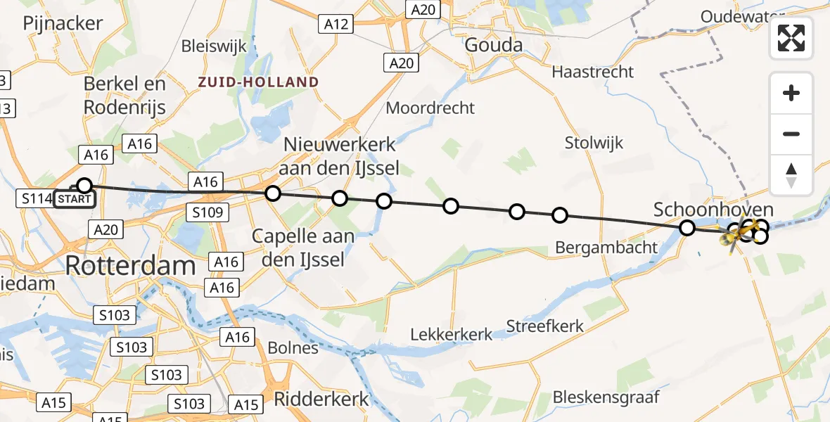 Routekaart van de vlucht: Lifeliner 2 naar Nieuwpoort, Lekdijk