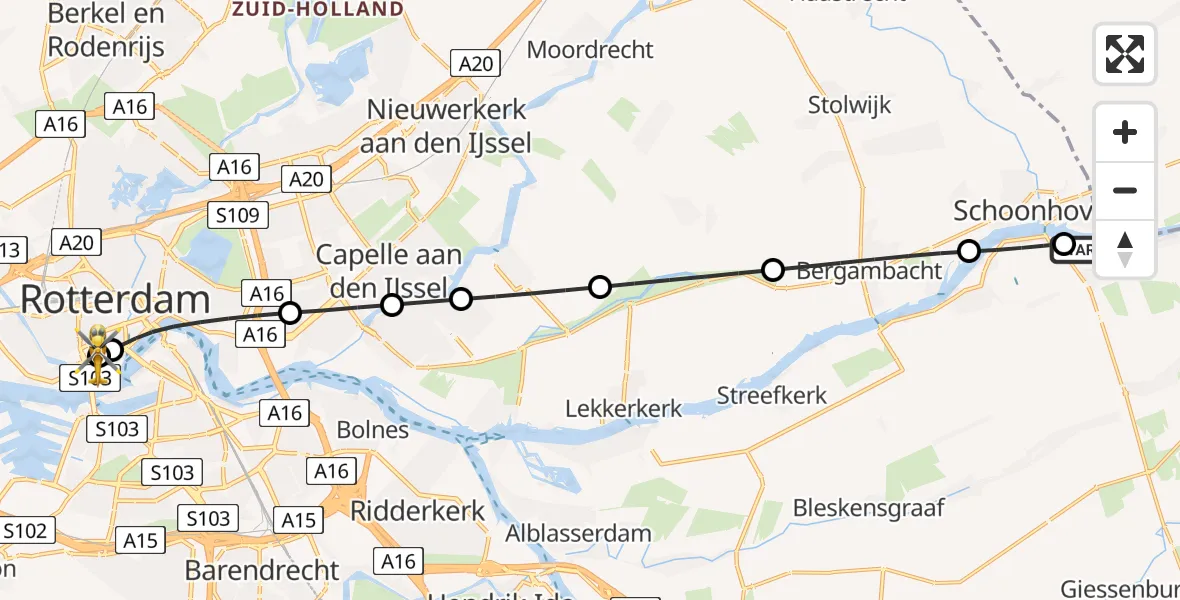 Routekaart van de vlucht: Lifeliner 2 naar Leids Universitair Medisch Centrum (LUMC), Leids Universitair Medisch Centrum (LUMC)