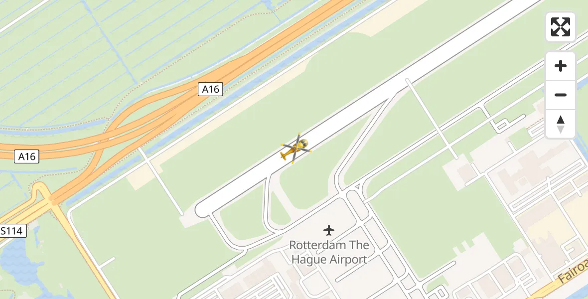 Vluchtroute Traumahelikopter van Rotterdam The Hague Airport naar Rotterdam The Hague Airport
