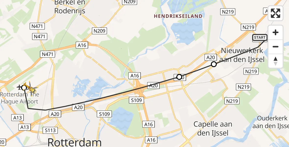 Routekaart van de vlucht: Lifeliner 2 naar Rotterdam The Hague Airport, Rotterdam The Hague Airport