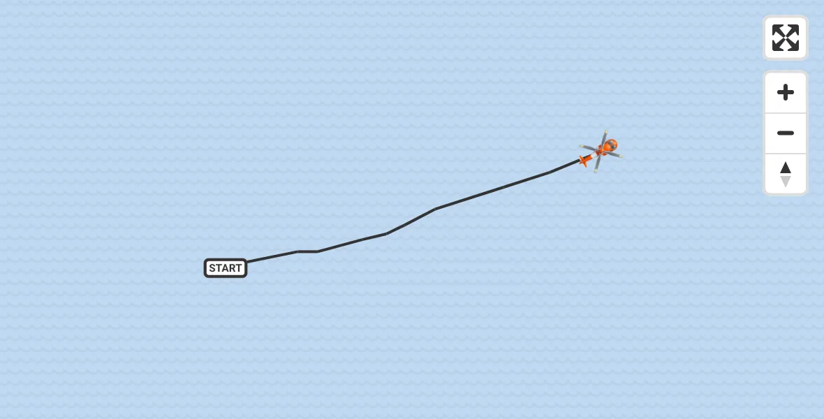 Routekaart van de vlucht: Kustwachthelikopter naar Noordzee, Noordzee
