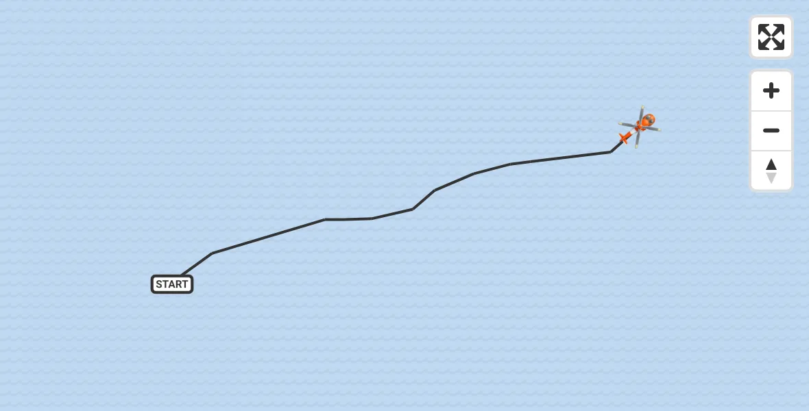 Routekaart van de vlucht: Kustwachthelikopter naar Noordzee, Noordzee