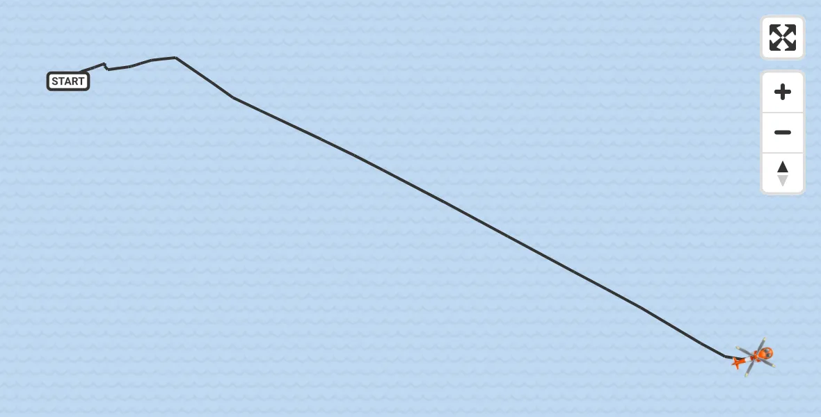 Routekaart van de vlucht: Kustwachthelikopter naar Noordzee, Noordzee