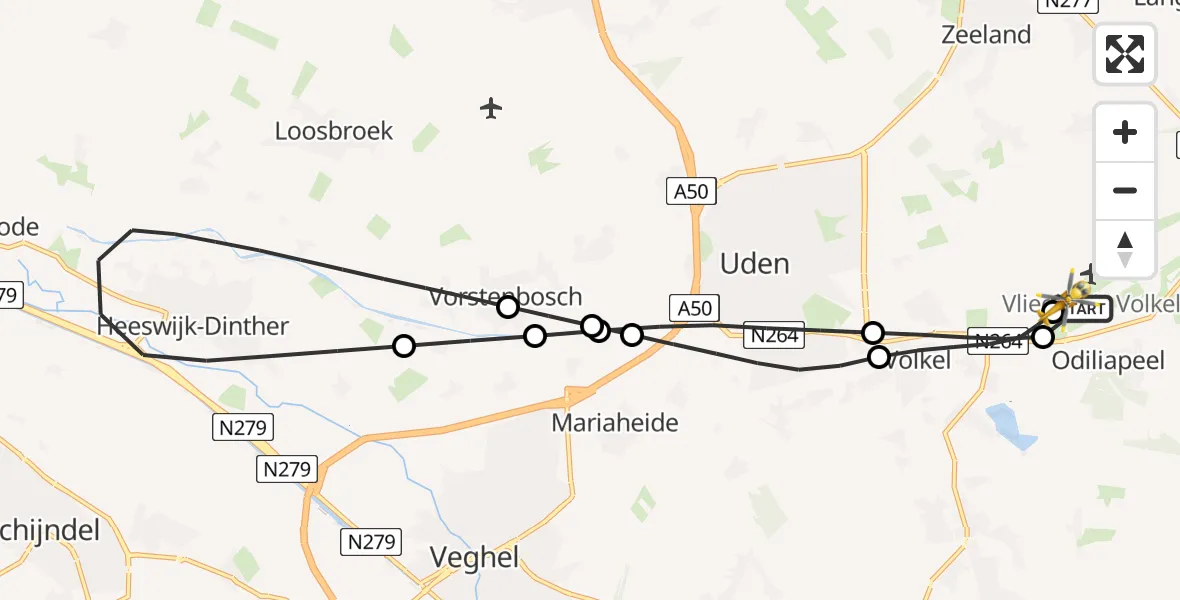 Routekaart van de vlucht: Lifeliner 3 naar Vliegbasis Volkel, Vliegbasis Volkel