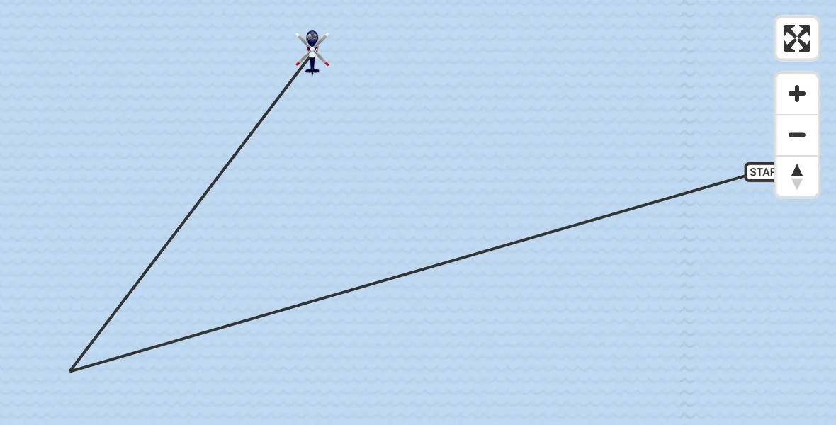 Routekaart van de vlucht: Politiehelikopter naar Noordzee, Noordzee