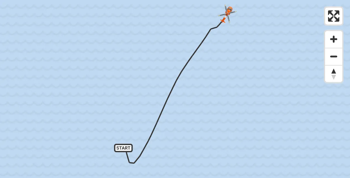 Routekaart van de vlucht: Kustwachthelikopter naar Noordzee, Noordzee