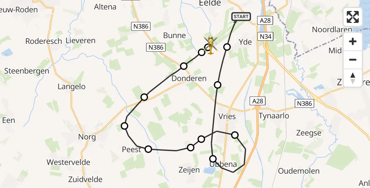 Routekaart van de vlucht: Lifeliner 4 naar Groningen Airport Eelde, Groningen Airport Eelde