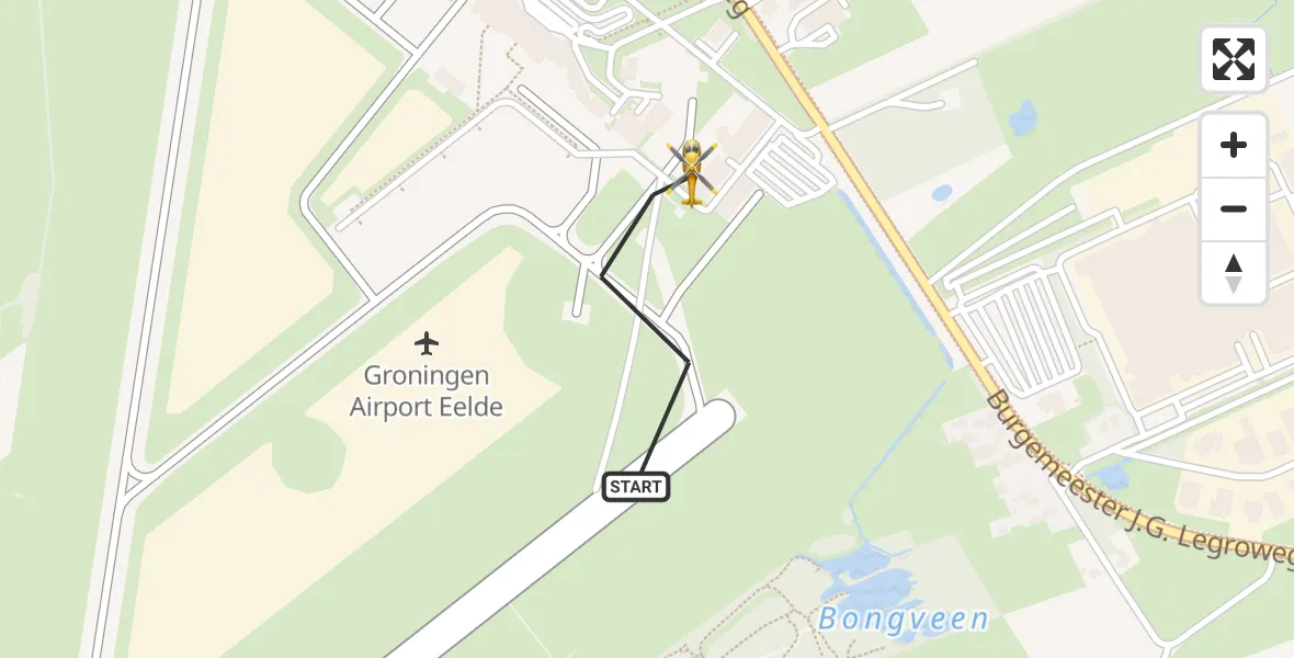 Routekaart van de vlucht: Lifeliner 4 naar Groningen Airport Eelde, Groningen Airport Eelde