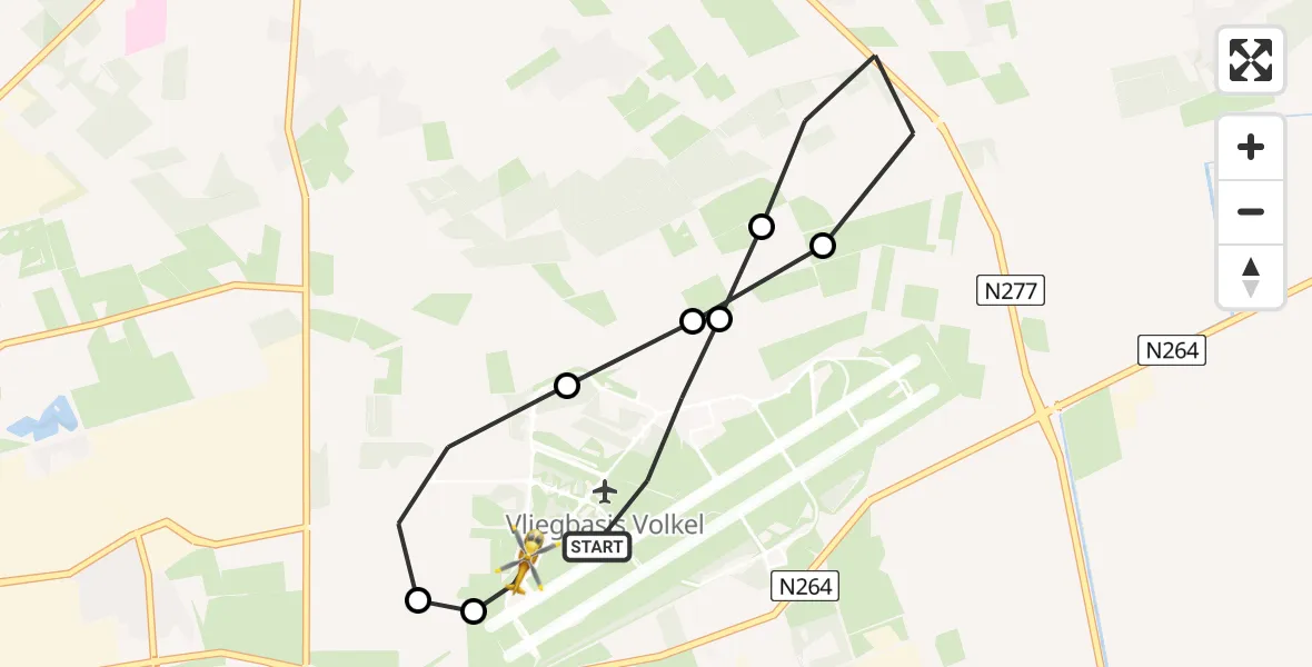 Routekaart van de vlucht: Lifeliner 3 naar Vliegbasis Volkel, Vliegbasis Volkel