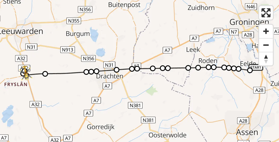 Routekaart van de vlucht: Lifeliner 4 naar Idaerd, A32