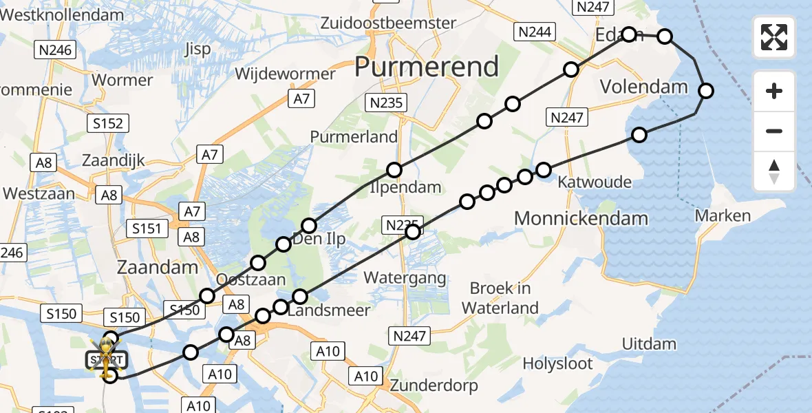 Routekaart van de vlucht: Lifeliner 1 naar Amsterdam Heliport, Amsterdam Heliport