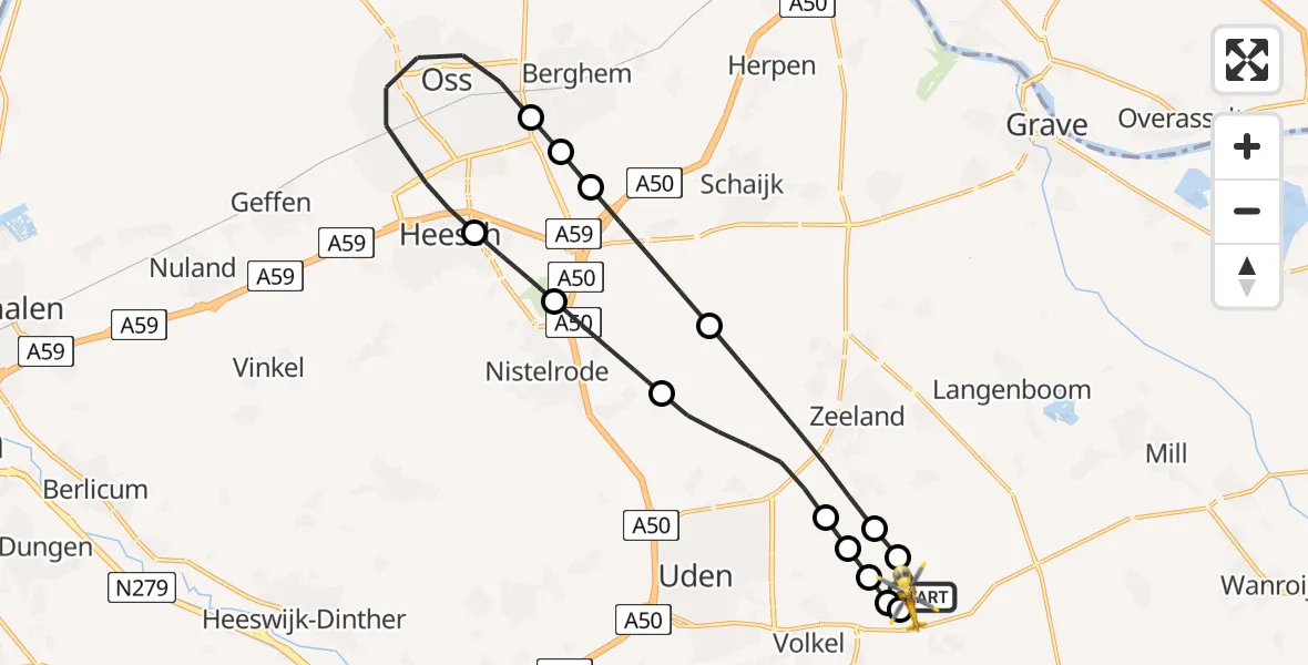 Routekaart van de vlucht: Lifeliner 3 naar Vliegbasis Volkel, Vliegbasis Volkel