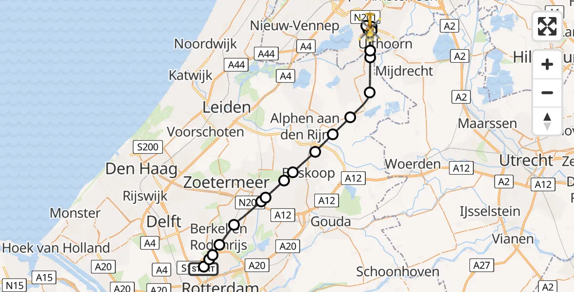 Routekaart van de vlucht: Lifeliner 2 naar Aalsmeer, Sierteeltstraat