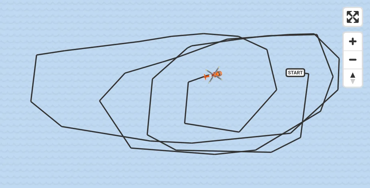 Routekaart van de vlucht: Kustwachthelikopter naar Noordzee, Noordzee