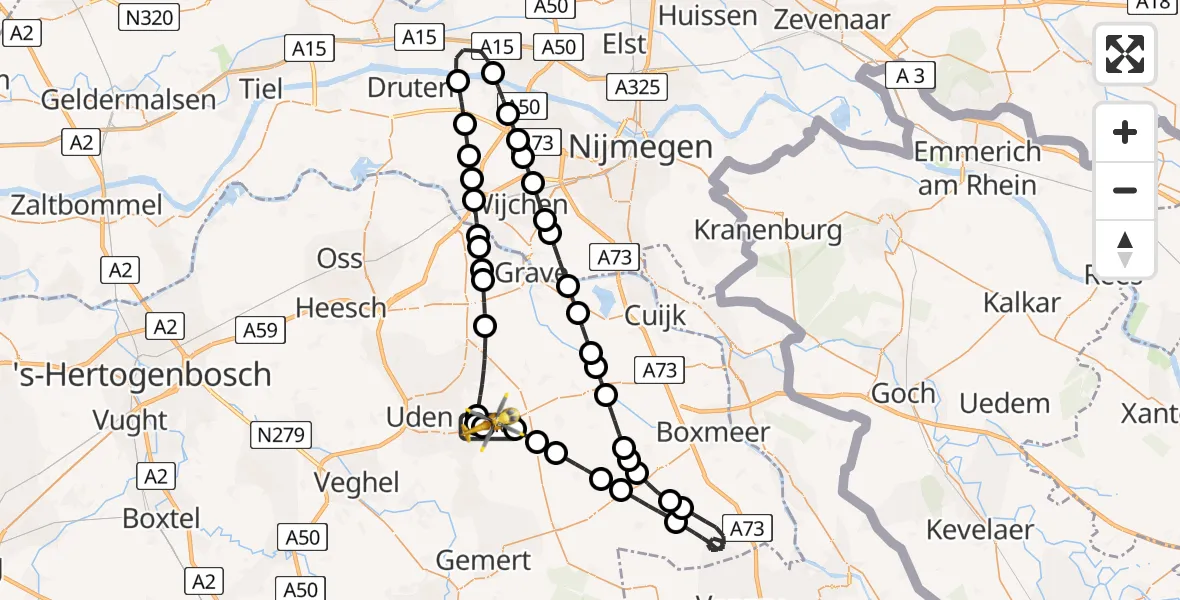 Routekaart van de vlucht: Lifeliner 3 naar Vliegbasis Volkel, Vliegbasis Volkel