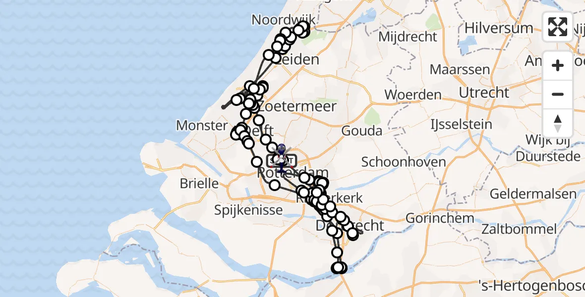 Routekaart van de vlucht: Politiehelikopter naar Rotterdam The Hague Airport, Rotterdam The Hague Airport