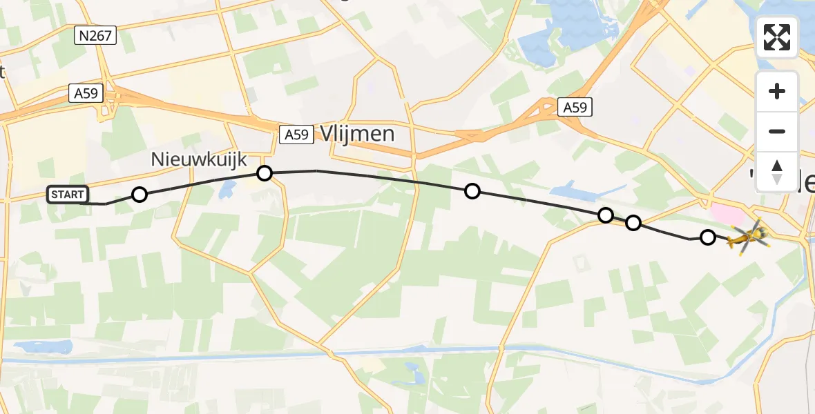 Routekaart van de vlucht: Lifeliner 3 naar 's-Hertogenbosch, Drongelens pad