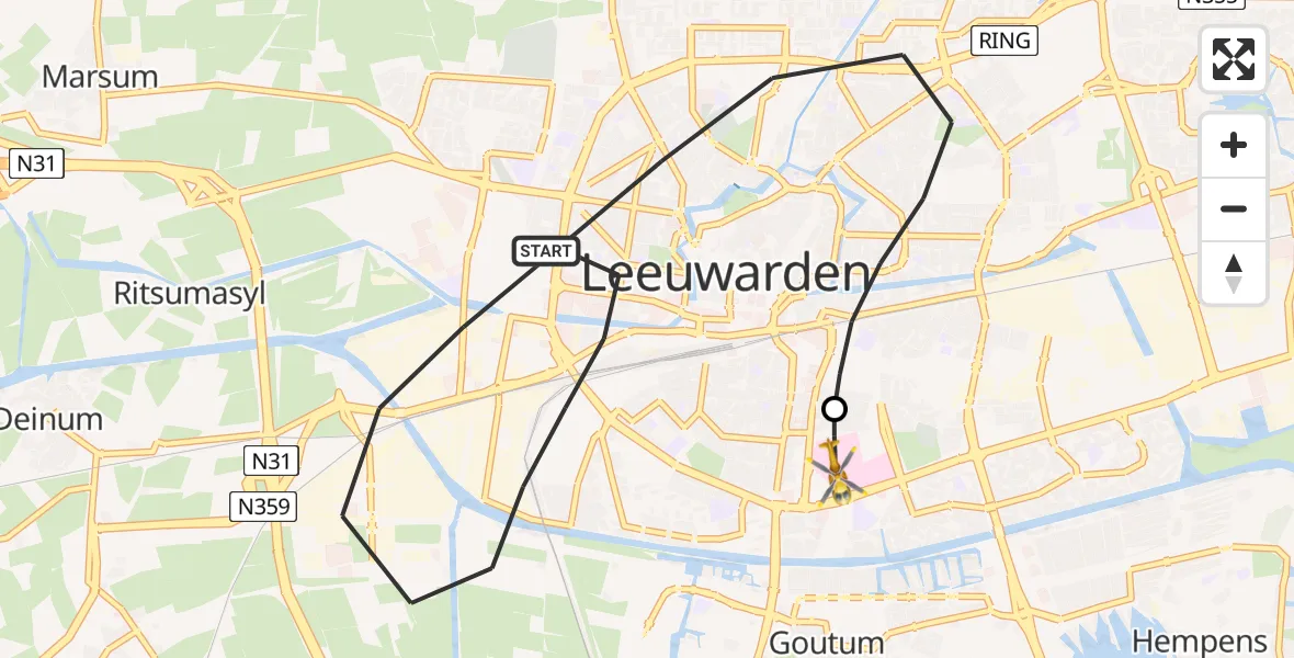 Routekaart van de vlucht: Lifeliner 4 naar Leeuwarden Medical Center Heliport, Leeuwarden Medical Center Heliport