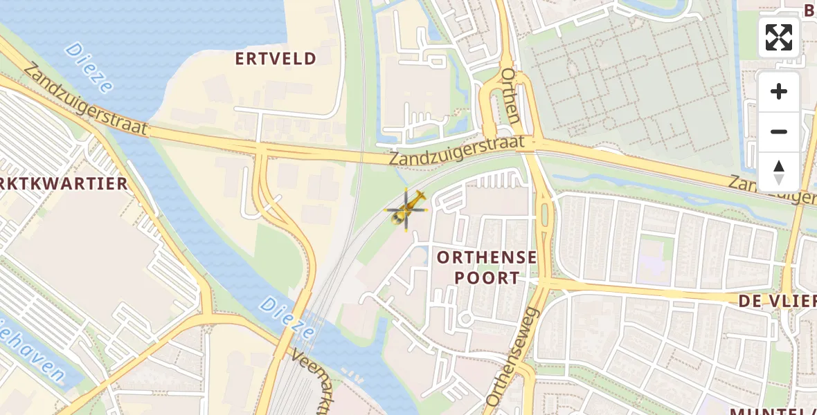 Routekaart van de vlucht: Lifeliner 3 naar 's-Hertogenbosch, Gruttostraat