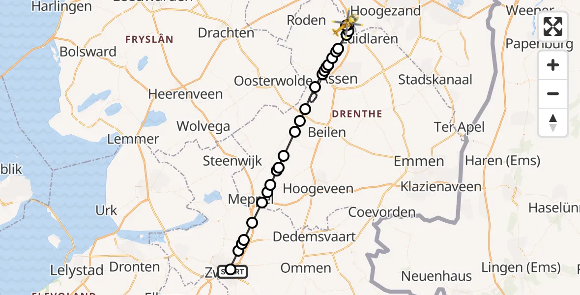 Routekaart van de vlucht: Lifeliner 4 naar Groningen Airport Eelde, Groningen Airport Eelde