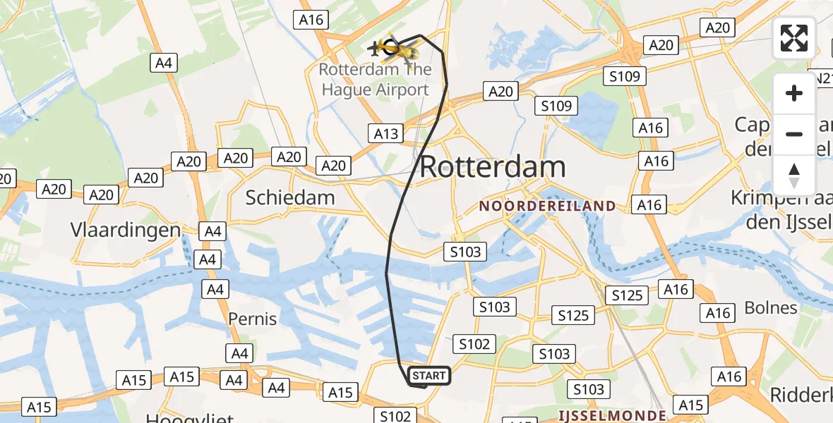 Routekaart van de vlucht: Lifeliner 2 naar Rotterdam The Hague Airport, Rotterdam The Hague Airport