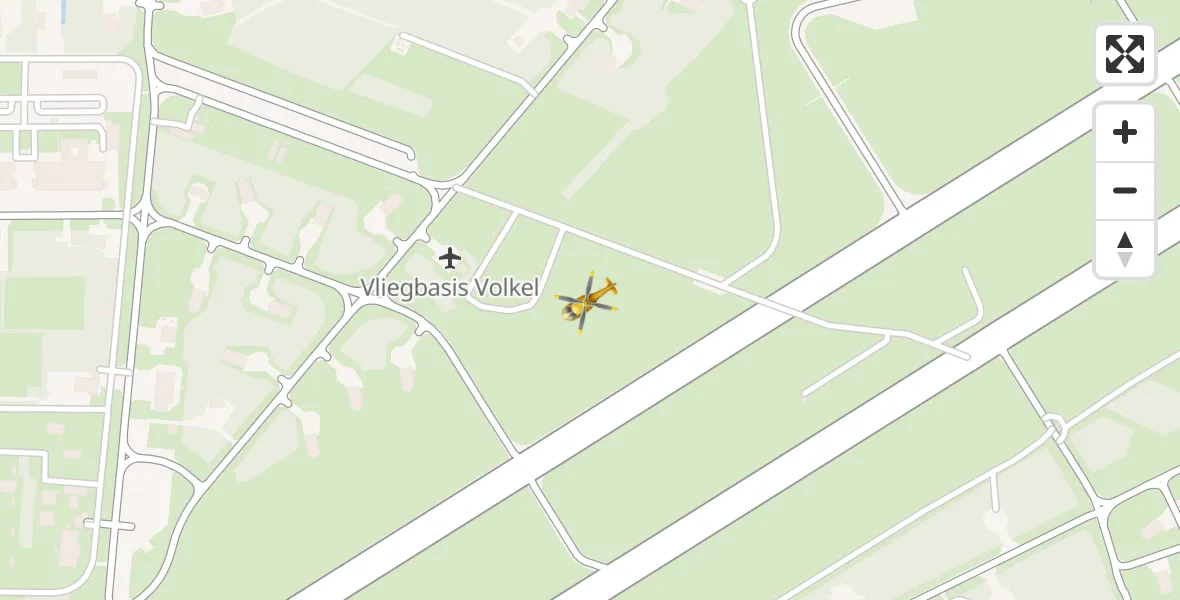 Vluchtroute Traumahelikopter van Vliegbasis Volkel naar Vliegbasis Volkel