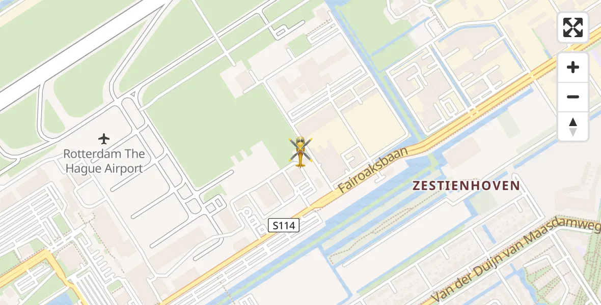 Vluchtroute Traumahelikopter van Rotterdam The Hague Airport naar Rotterdam The Hague Airport