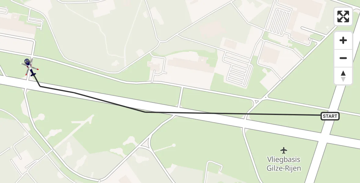 Vluchtroute Politiehelikopter van Vliegbasis Gilze Rijen naar Vliegbasis Gilze Rijen
